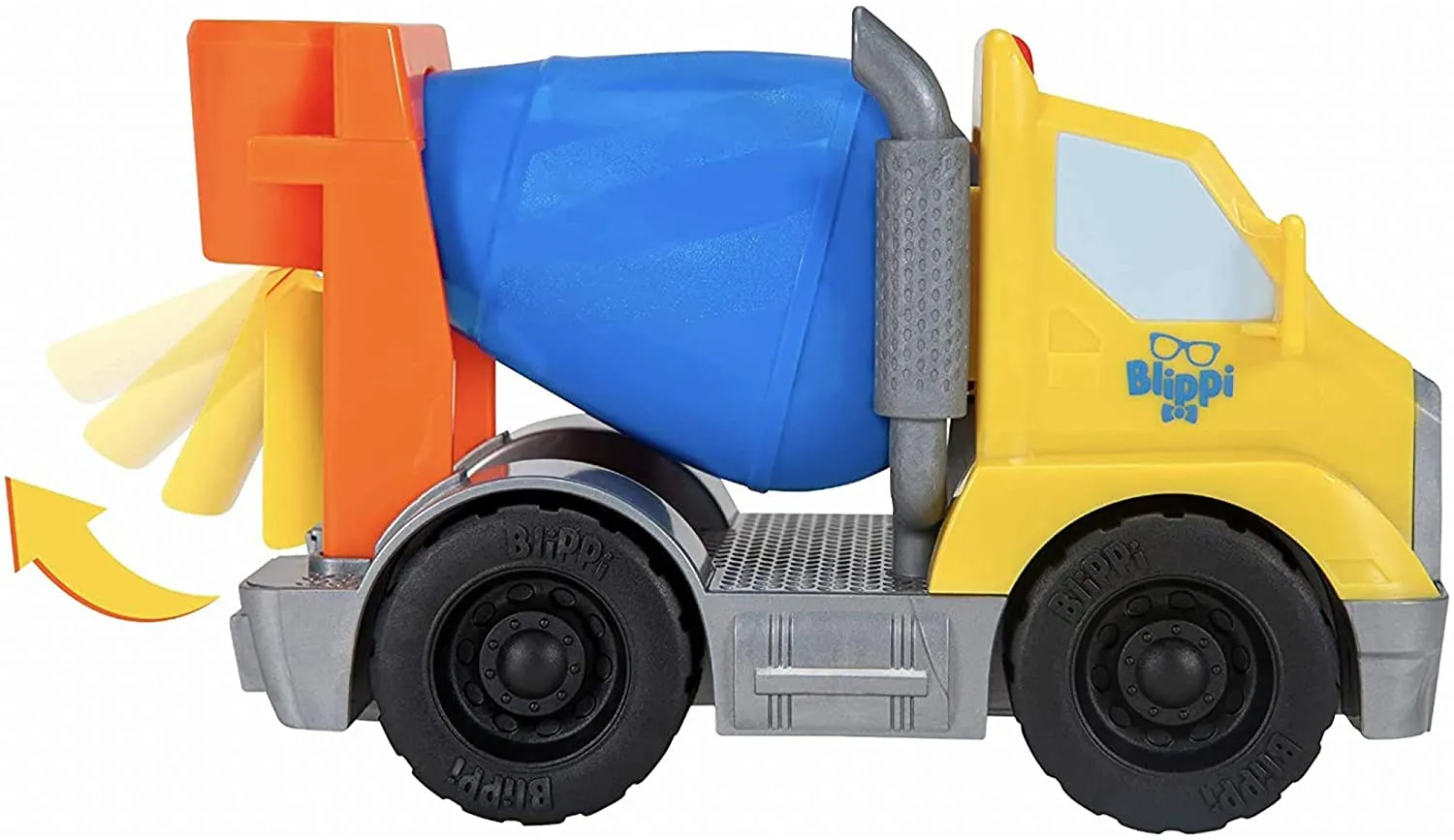 Blippi Cement Truck - Mini Vehicle with Freewheeling Features Including 2” Character Toy Figure Construction Worker
