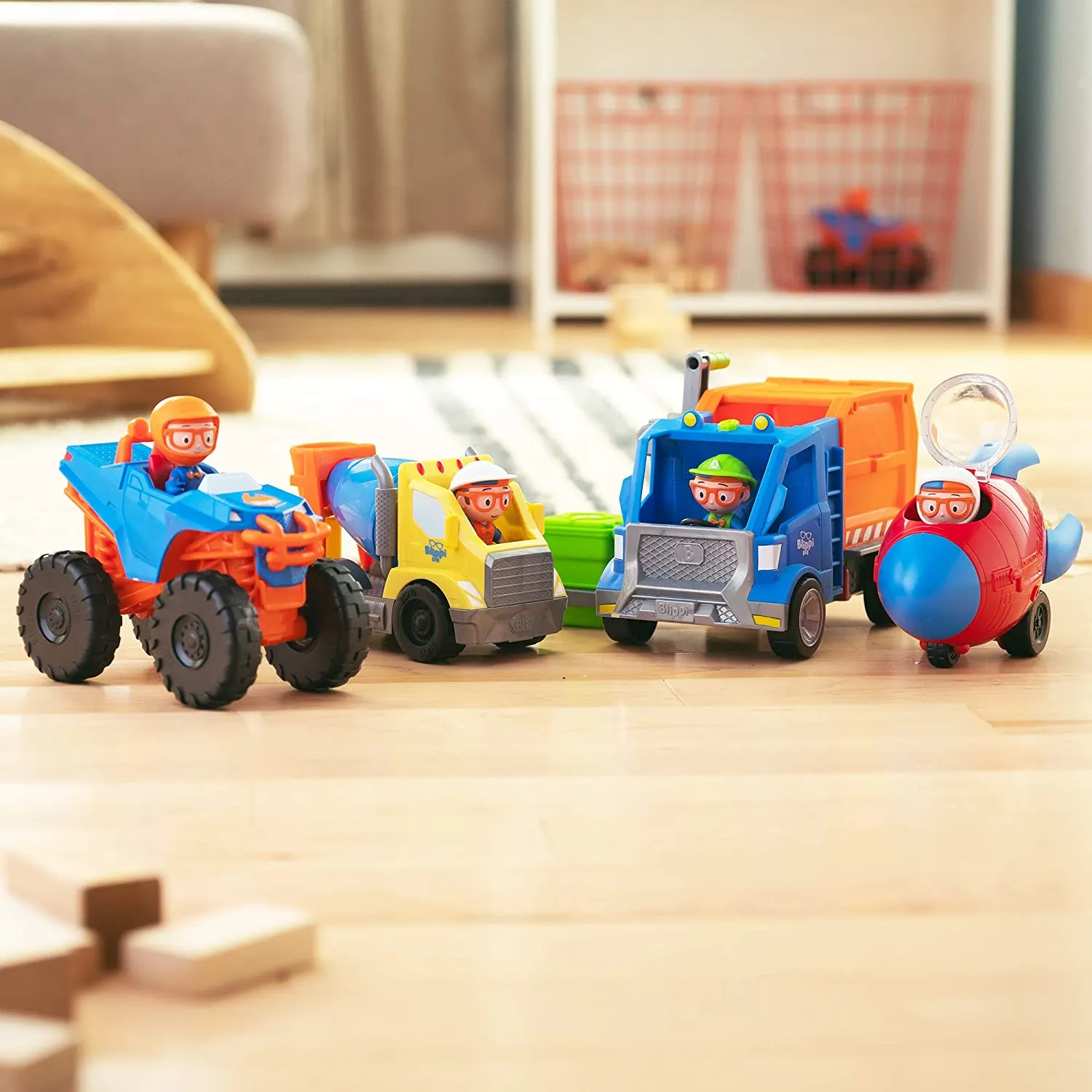 Blippi Cement Truck - Mini Vehicle with Freewheeling Features Including 2” Character Toy Figure Construction Worker