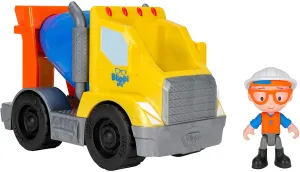 Blippi Cement Truck - Mini Vehicle with Freewheeling Features Including 2” Character Toy Figure Construction Worker