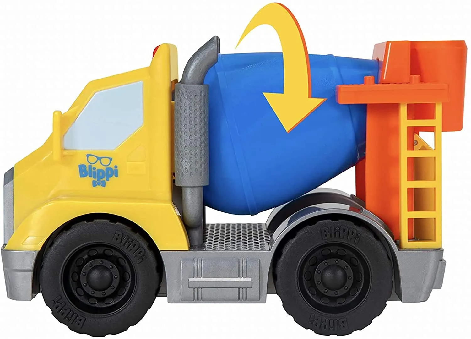 Blippi Cement Truck - Mini Vehicle with Freewheeling Features Including 2” Character Toy Figure Construction Worker