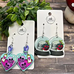 Creepy Goth Halloween Christmas Skull Potion Acrylic Hypoallergenic Earrings