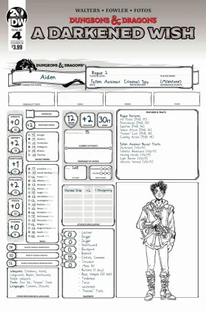 DUNGEONS & DRAGONS A DARKENED WISH #4 CVR B CHARACTER SHEET