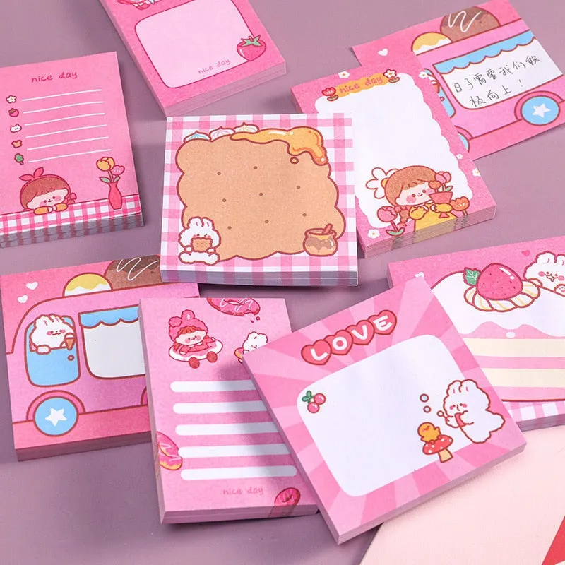 Pink Kawaii Stationery Sticky Notes
