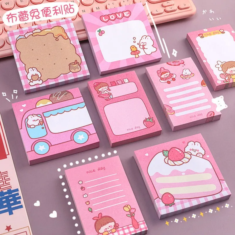 Pink Kawaii Stationery Sticky Notes