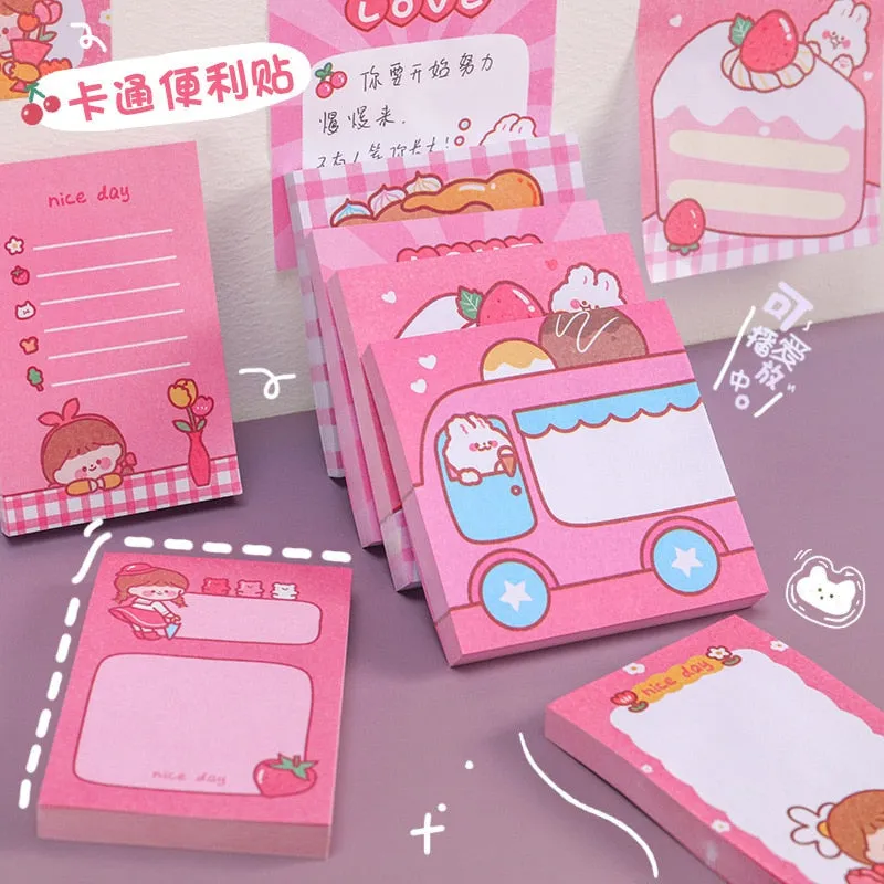 Pink Kawaii Stationery Sticky Notes