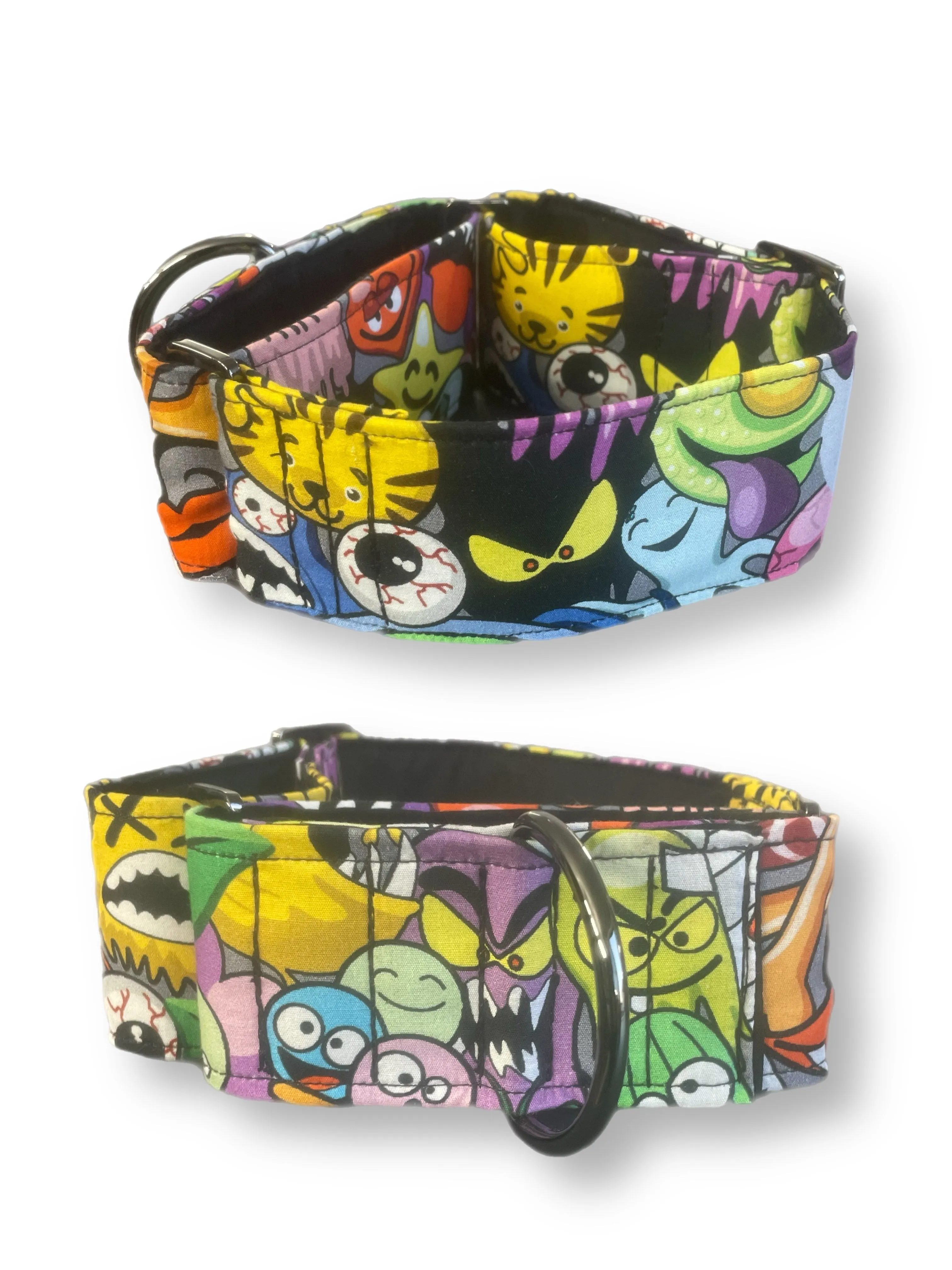 Spooky funny scary greyhound Martingale collar cotton covered 50mm width super soft