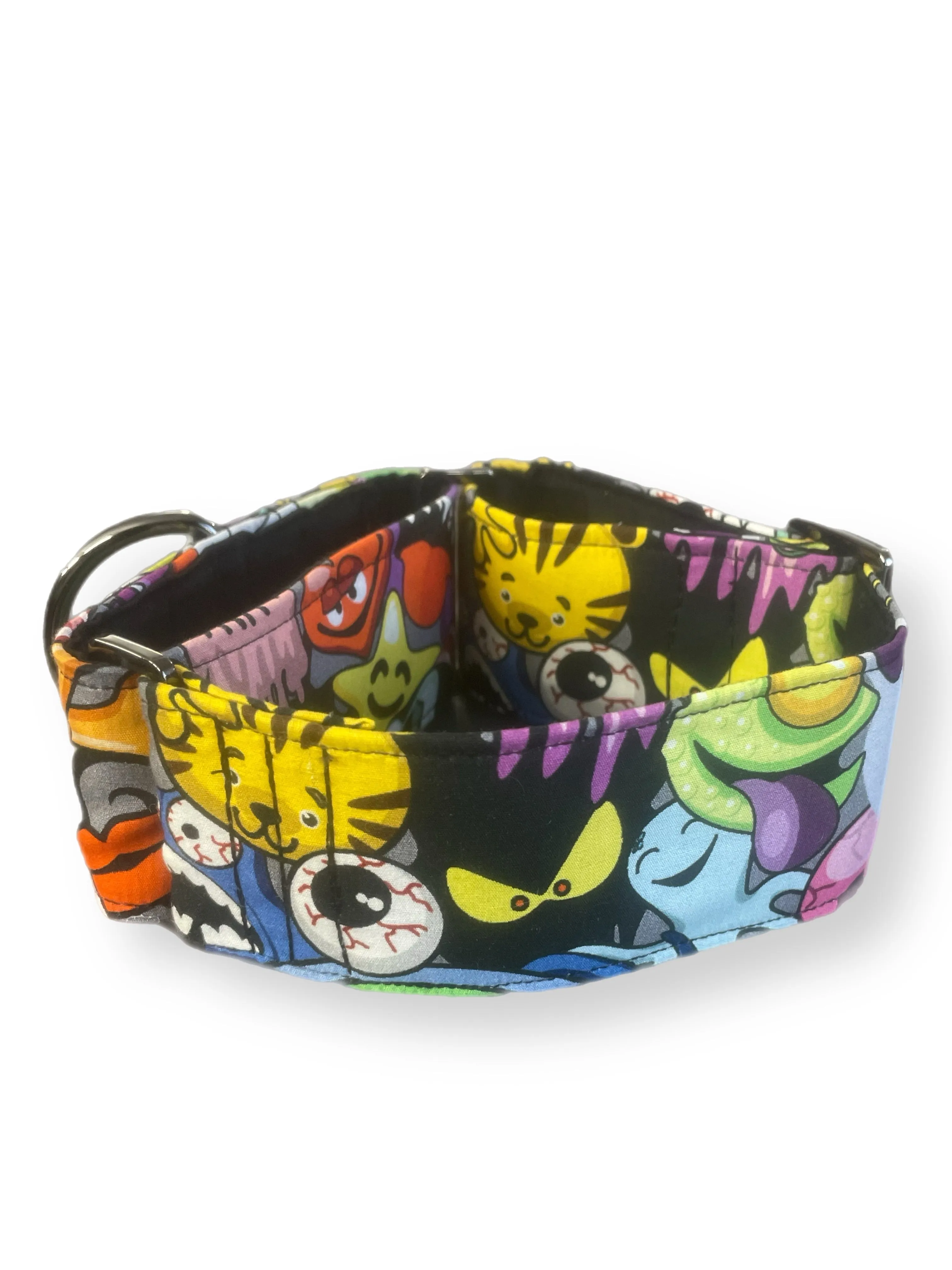 Spooky funny scary greyhound Martingale collar cotton covered 50mm width super soft