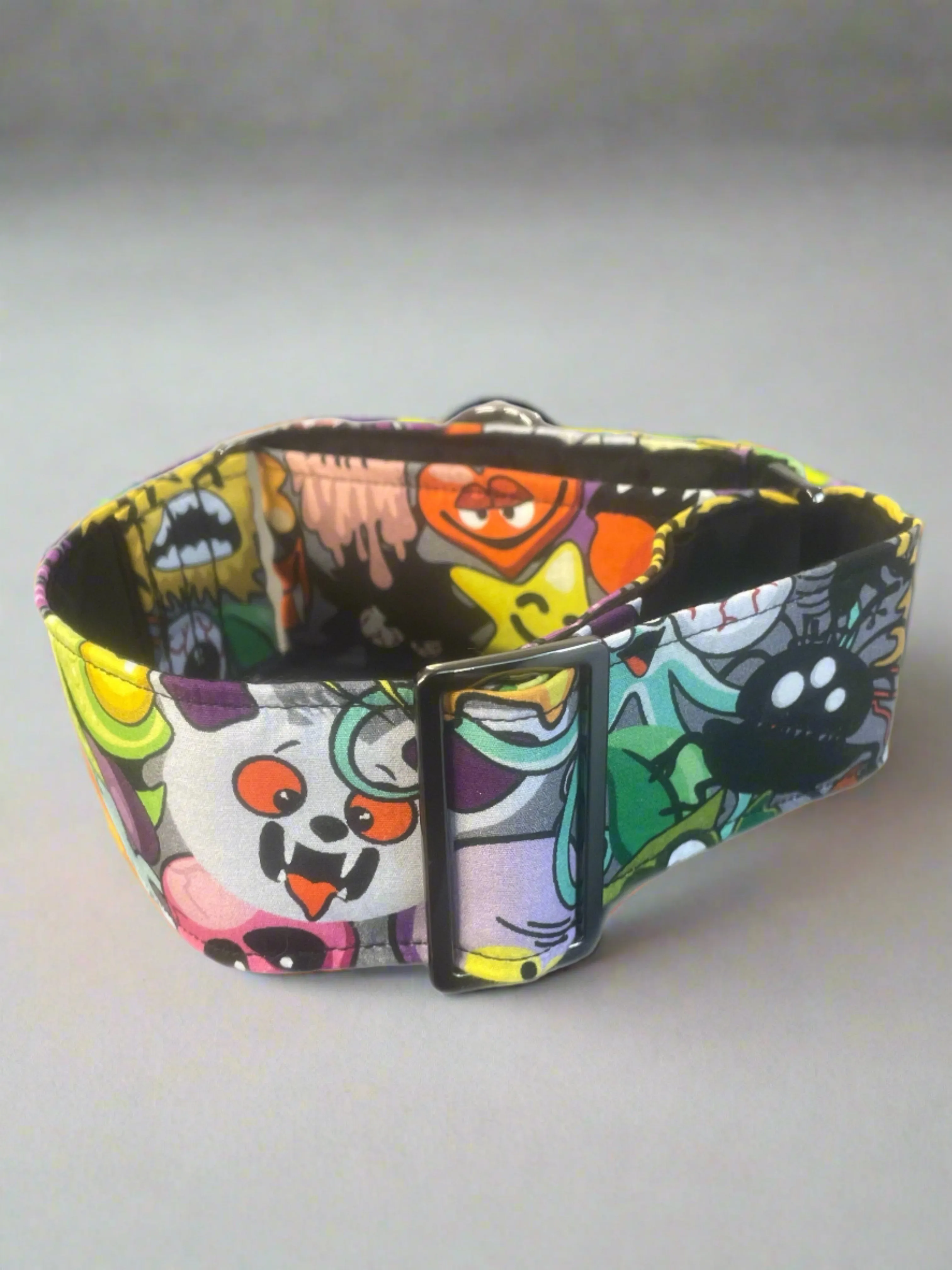 Spooky funny scary greyhound Martingale collar cotton covered 50mm width super soft