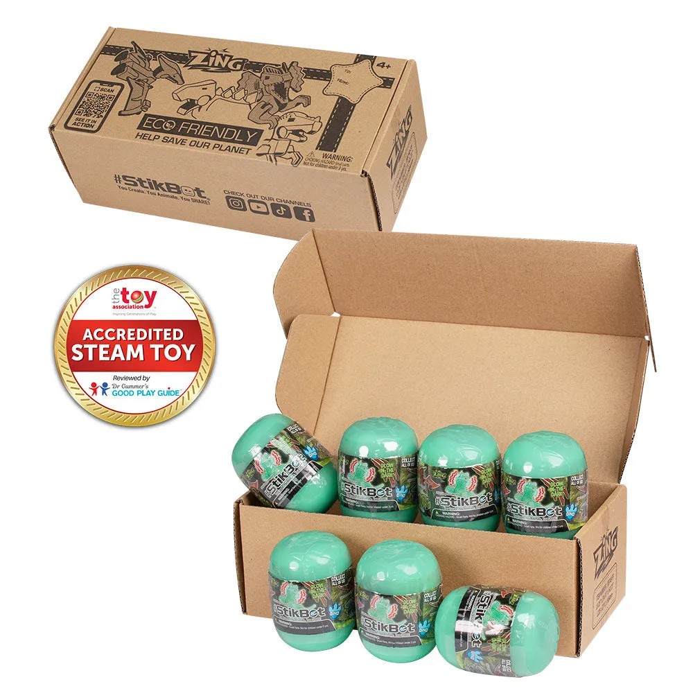 StikBot Glow-in-the-Dark Dino Egg 7 Pack Bundle