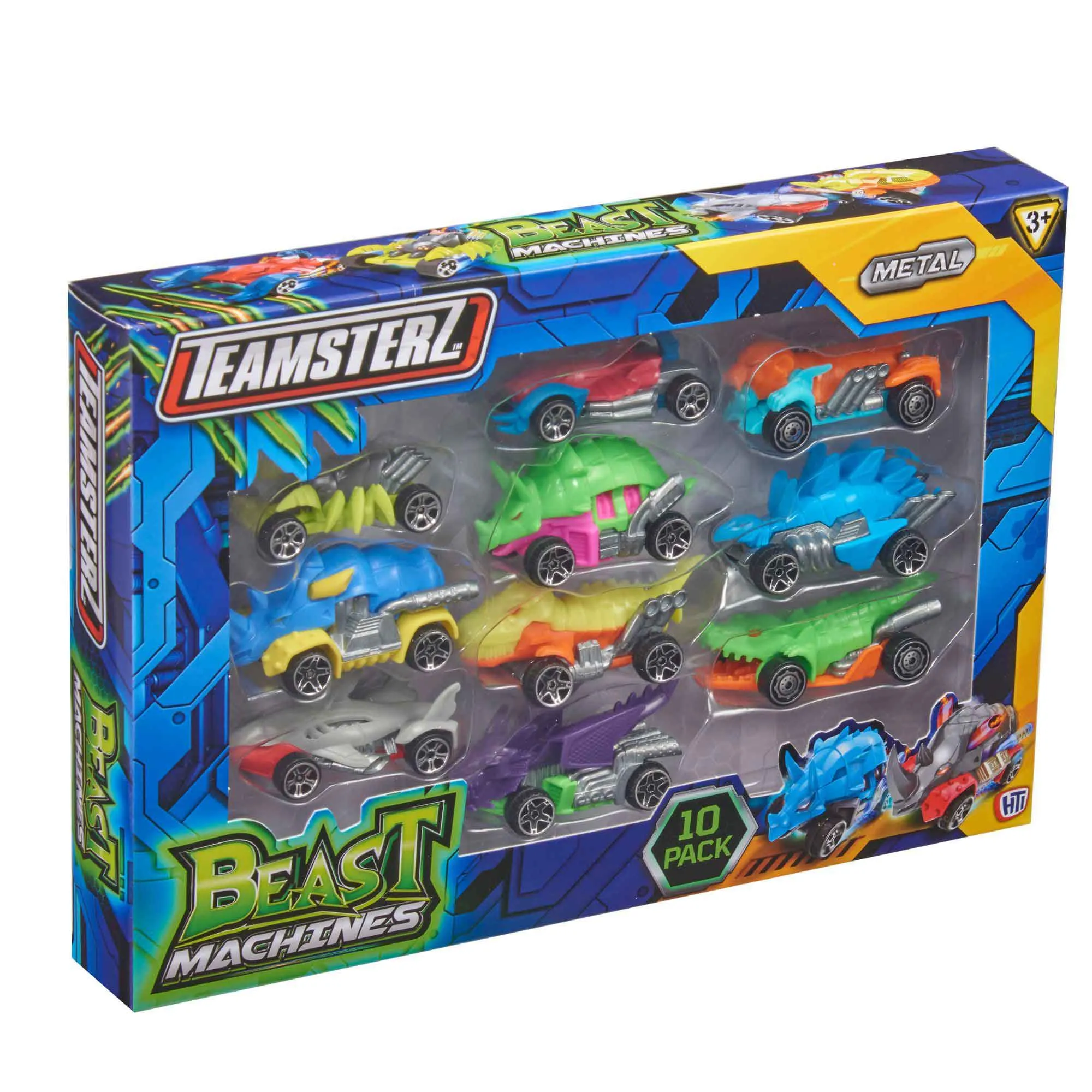 Teamsterz Beast Machine Dino Car Play Set - 10 Die-Cast Cars